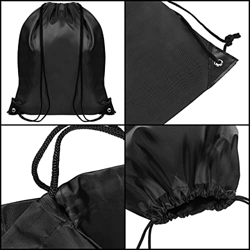 Belle Vous Zwarte Trekkoord Gymtassen (12 Pak) – 42 x 35 cm – School Sport Rugzakken voor Opslag, Reizen en Zwemmen – Unisex Tote voor Heren, Dames, Volwassenen en Kinderen - Image 8