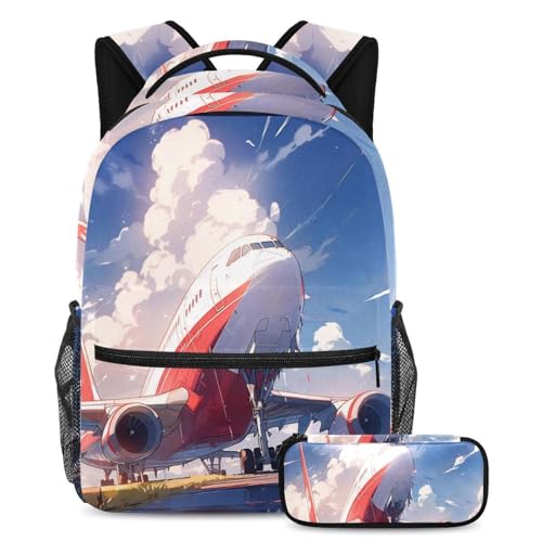 Sac à livres de voyage avion rouge pour adolescents et enfants idéal pour l'école et les sorties