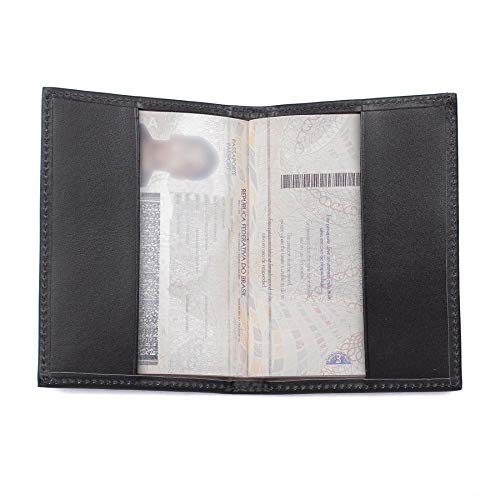 Porta passaporte em couro legítimo preto