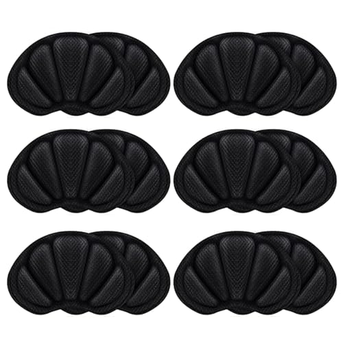 6Pcs Taloneras para zapatos, almohadillas para talones reducir talla zapato, almohadillas taloneras antirozaduras zapatos, protector talon zapato para mujeres y hombres (Negro)