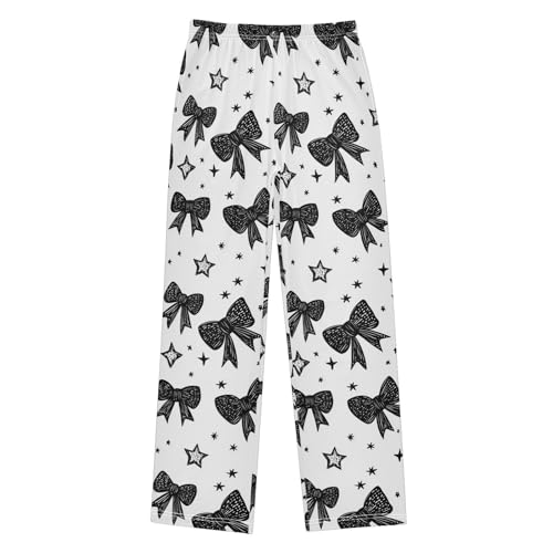 Pajama Bottoms, Black Bows Cute Pajamas Pant Sleep Long Pants Lounge Wear Sleepwear Soft Pjs