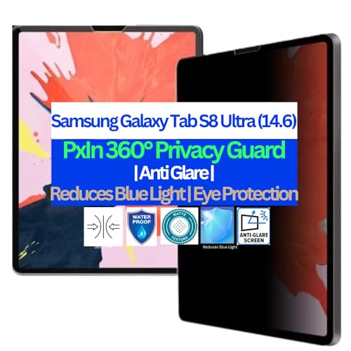 Image of Pxin Tablet Privacy Guard compatible with Samsung Galaxy Tab S8 Ultra (14.6) | Privacy screen protector | Anti Glare | Anti Spy | Reduces blue light | Self healing from scratches | Eye Protection