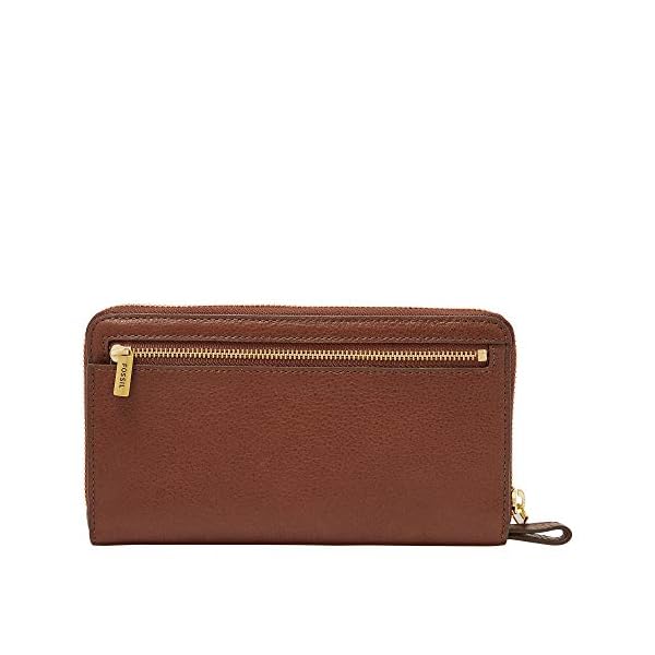 Fossil Women's Liza Leather Zip Around Clutch Wallet, Brown, One Size - Image 5