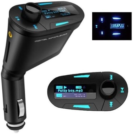 Findway Multi-Function Car Kit Mp3 Player Wireless Fm Transmitter Modulator Audio Aux USB Sd MMC Slot with Remote Blue LCD