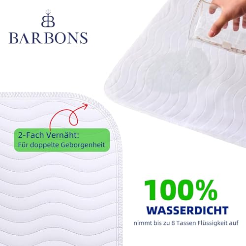 Barbons Inkontinenzunterlage waschbar Matratzenschutz 90x160 - wasserdichte Bett Inkontinenzauflage matratzenauflage Bettunterlage waschbar nässeschutz matratzenauflage (90x160 cm)
