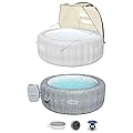 Bestway SaluSpa Sun Shade Canopy Bundled with Honolulu SaluSpa Inflatable Outdoor Hot Tub with 140 Soothing AirJets and Insulated Cover