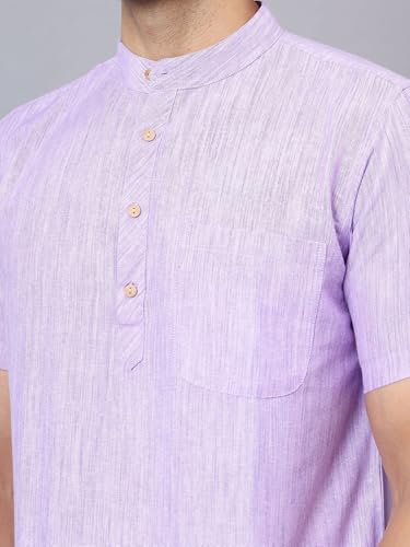 Image of LATEST CHIKAN Men's Cotton Regular Casual Strped Short Kurta Half Sleeves - (SK-LJ.DS.AS)