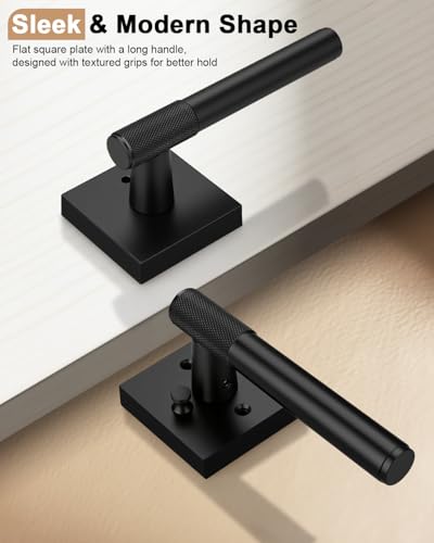 Poignée de porte intérieure moletée au design réversible carré - 5