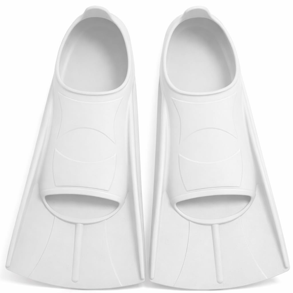 Silicone Swimming Fin Soft and Comfortable Fit for Kids Adults Short Training Fin for Swimming Unisex Kids Adult Short Fins (Light Gray, S (33-35))