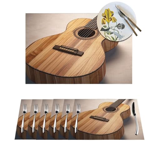 Set de table guitare en PVC lot de 6 résistant à la chaleur 45x30 cm - 2