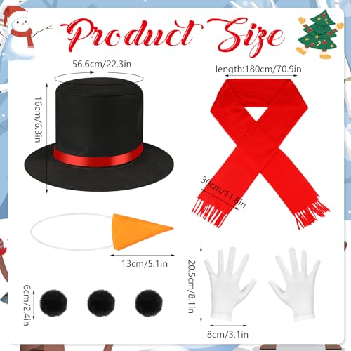 Beipegin 7 Piece Snowman Costume Adult,Snowman Outfit Snowman Scarf Hat Carrot Nose Gloves Pom Pom Balls Winter Frosty the Snowman Costume Christmas Fancy Dress for Women Men - Image 3