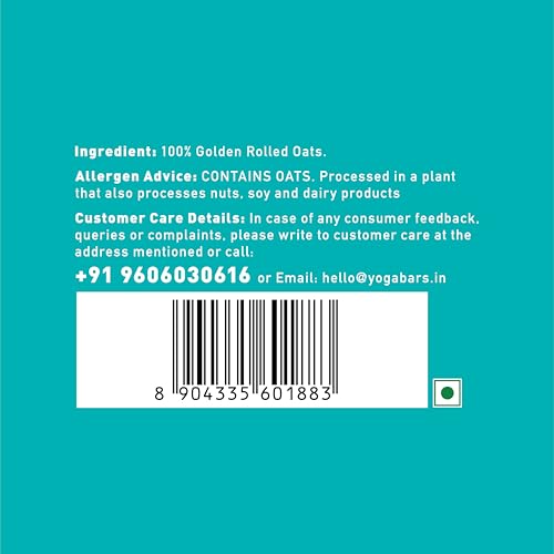 Image of Yogabar 100% Rolled Oats 1 kg Pouch | Premium Golden Rolled Oats, Gluten Free Oats with High Fibre, Non GMO | Healthy Food with No Added Sugar | Diet Food for Weight Management - 1 kg