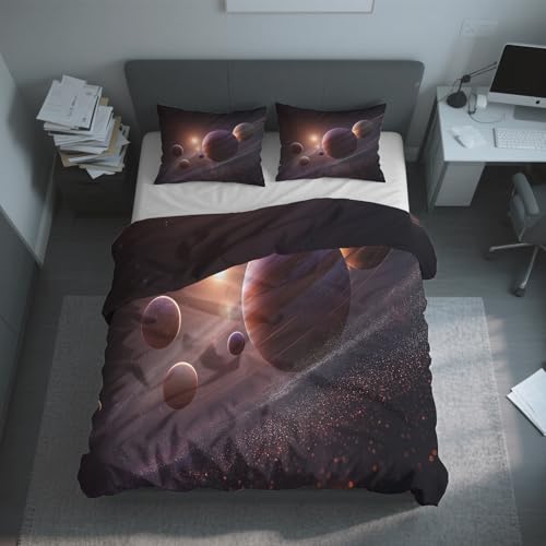 Housse de couette 240x260 douce en microfibre pour lit double espace