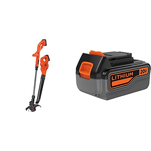 BLACK+DECKER 20V MAX String Trimmer/Edger & Sweeper Kit with Extra 4-Ah Lithium Ion Battery Pack (LCC222 & LB2X4020)