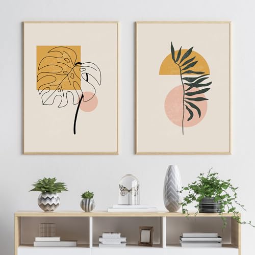 Art mural minimaliste et moderne affiche abstraite végétale style bohème vintage