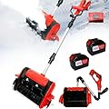 21V Cordless Electric Snow Shovel, 12-Inch Brushless Cordless Snow Blower with 2x4.5Ah Batteries & Fast Charger, Battery-Powered Snow Removal with 20FT Throw Distance for Patio, Deck, Driveway