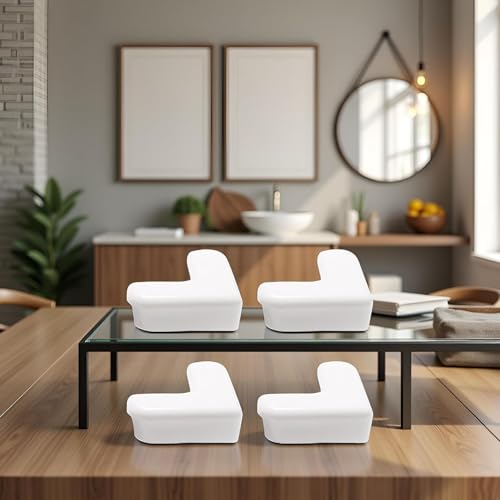 4-Pack White Corner and Edge Protectors - Self-Adhesive Bumpers for Furniture, Desks and Tables, Shock-Absorbing Guards for Home and Office Use - Image 2