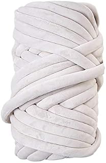 Arm Knitting Yarn for Chunky Braided Knot Throw Blanket DIY, 15M/1.1LBS Soft Extra Fleece Velvet Washable Tube Bulky Giant Yarn for Weave Craft Crochet