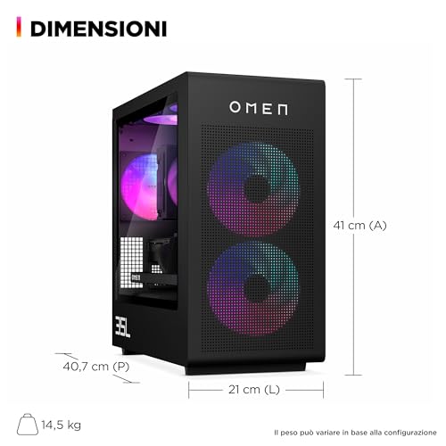 OMEN 35L GT16-0007sl, Desktop, AMD Ryzen 7 8700F, AI, 32GB RAM, 1TB SSD, NVIDIA RTX 5070 12GB, Argb Cap 240Mm Lc Blk, Windows 11, Nero - Notebook - Immagine 3