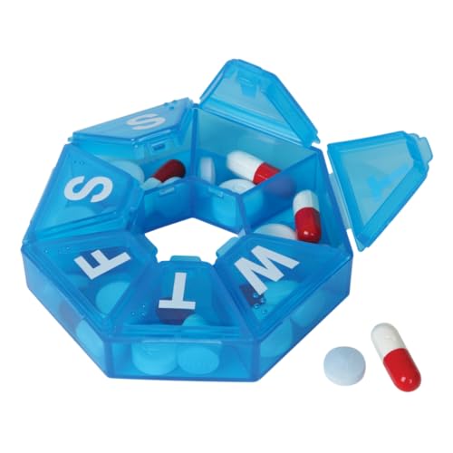 Image of EZY DOSE Weekly (7-Day) Pill Case, Medicine Planner, Vitamin Organizer Box, Travel Pill Planner, Portable Storage, 7-Sided, Color May Vary, BPA Free