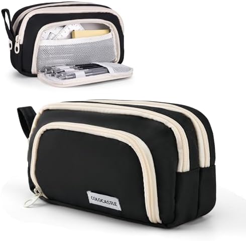 COLOCASTLE Federmäppchen Mäppchen mit 3 Fächer Federtasche große Kapazität Federmappe Mädchen Junge Teenager Erwachsene Schlamppermäppchen Pencil Case mit Tragegriff für Schule Bür