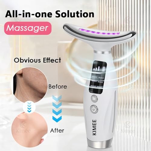 Image of KIMEE 2025 Style - Face Massager Electric, Anti Ageing Device, 7 in 1 Multi-Function Facial Massager and 45±5C Heat, Electric Neck Face Lifting Massager, for Skin Care,Smoothing Wrinkles,Firming Skin and Neck Lifting (White) (7 IN 1)
