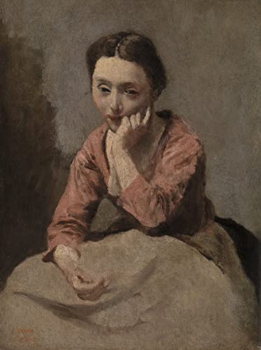 Toile Corot Jeune femme pensive 58 x 90 cm poésie murale
