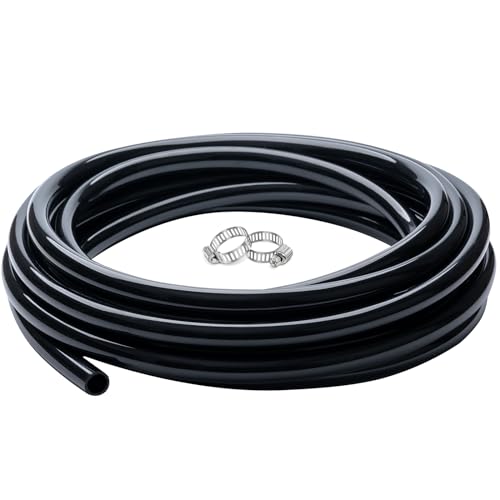 ZY-hosetube 5/8" id - 10ft Black Vinyl Tubing Flexible PVC Tube Hybrid Hose Transfer Water Fuel Gas for Pond Fountain Garden Waterfall, Durable and Safe, with 2 Hose Clamps by ZY-hosetube - Used condition - US$12.63