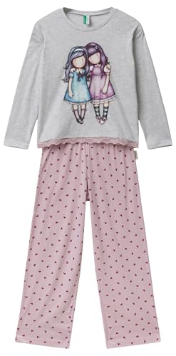 United Colors of Benetton Pig(Camiseta + Pant) 3Y5E0P08U Conjunto de Pijama, Gris, 2XL Niña, Gris, XXL