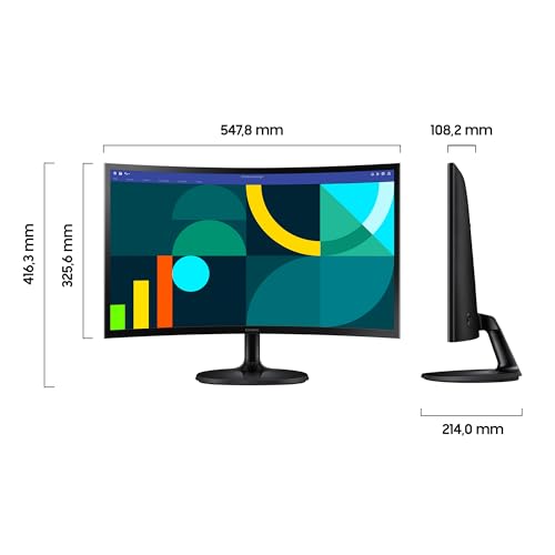 Samsung S36GD Essential Curved Monitor 24 Zoll, PC-Bildschirm mit VA-Panel, Full HD-Auflösung, 4 ms Reaktionszeit, Bildwiederholrate 100 Hz, Eco Saving Plus, Flicker Free, Schwarz, S24D364GAU – Bild 3