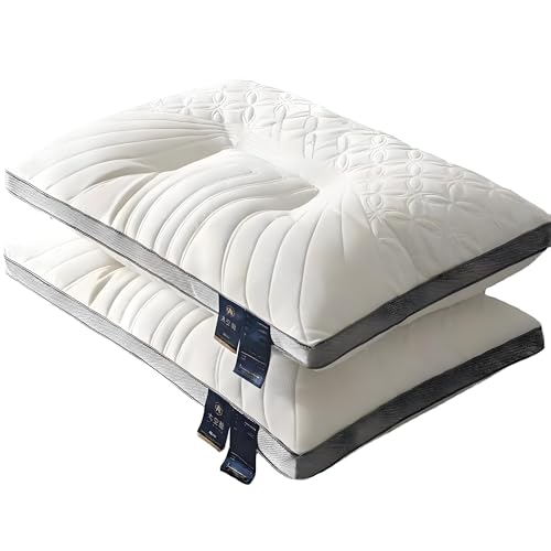 Yokqexz Lot De 2 Oreillers en Latex for Adultes - Oreiller De Soutien Cervical Ergonomique,...