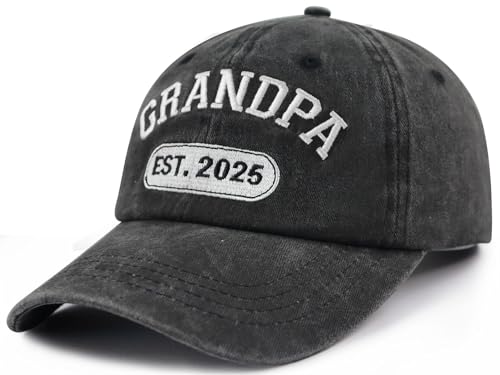 Image of New Grandpa Gifts for Men, Funny Grandpa Est 2025 Hat, Adjustable 3D Embroidered Best Grandfather Gift Baseball Cap