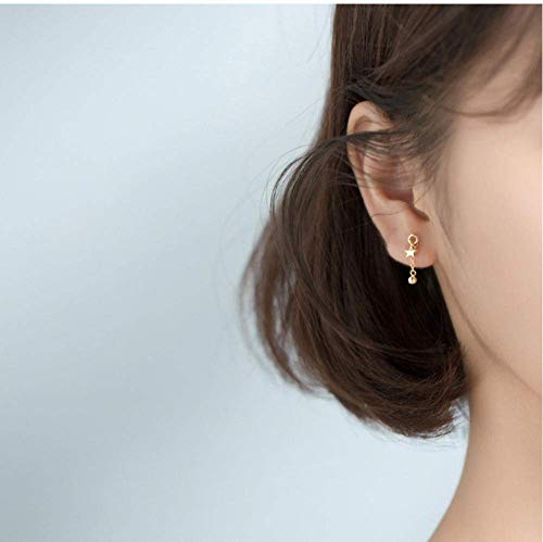 Boucles d'oreilles pentagramme étoile anti-allergie avec perles légères