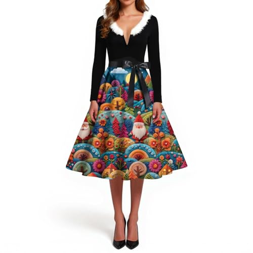 Kleider Damen Festlich Große Größen Strick Weihnachten Tshirt Knitted Hochzeit Christmas Familie Weihnachtskleid Schwarz Winter Vintage Festlich...