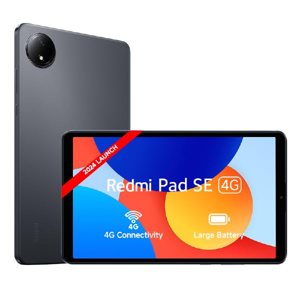 Redmi Pad SE Wi-Fi+4G Android Tablet, 4GB+128GB | Large 6650mAh(typ) Battery | FHD+ Display (8.7-inch/22.09cm)| (Urban Grey, 4GB+128GB)