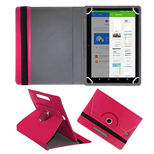 Image of Fastway Rotating Leather Flip Stand Case Cover for DOMO Slate SL36 OS9 SC 10.1-Inch Tablet (Pink)