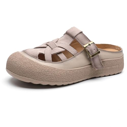 Women's Suede Mary Jane Flats - 3cm Woven Leather Summer Hollow Platform