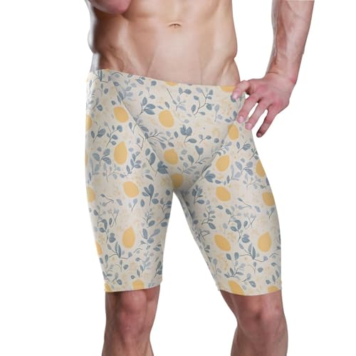 UMIRIKO Mens Swim Shorts Trunks Swimsuit Lemon Men's Athletic Swimwear Jammers XL 202b8175