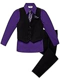 OLIVIA KOO Boys Colored Shirt Pinstripe 4 Piece Pinstriped Vest Set Size Infant-Boy,Purple,5