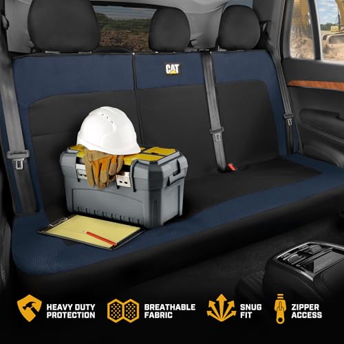 Image of CAT MeshFlex Blue Rear Seat Cover for Cars, SUVs & Mid-Size Pickup Trucks - Durable 60 /40 Split Rear Bench Seat Protector, Back Seat Cover, Interior Auto Accessory, Not for Full-Size Pickup Trucks