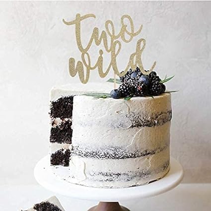 Image of Two Wild Cake Topper | 2nd Birthday Party Gold Glitter Topper | Second Birthday Photo Props | Party Decoration Supplies | Smash Cake Decoration