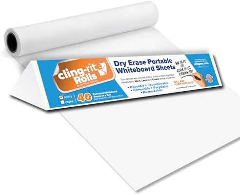 Clingers Dry Erase Cling-rite Rolls, Recyclable Whiteboard, 100' Roll