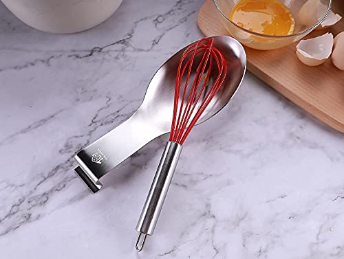 Vila KuChe Stainless Steel Spoon Rest for Kitchen Spoon Holder Counter Cooking Utensil Rest Spoon Heavy Duty Dishwasher Safe (Silver 2pcs) - Image 4