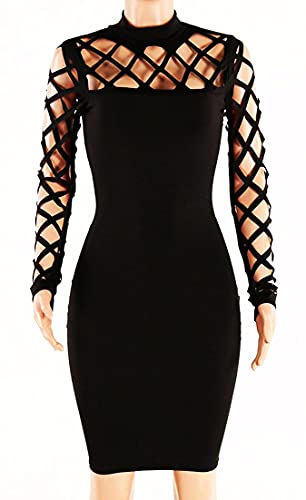Amiery Women's Hollow Out Cocktail Clubwear Bandage Evening Party Bodycon Dress Black Xl #TOP2