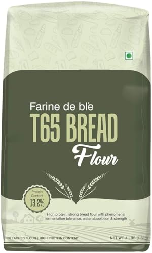 Generic Farine De Ble T65 Bread Flour, 4 LBS (1.8kg) - Unbleached & High Protein Flour, All Purpose Bread Flour, Strong Bread Flour