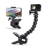 ULANZI Jaws Flex Clamp Mount with Adjustable Gooseneck Compatible with 4-7'' Smartphone, GoPro Hero 11, 10, 9, 8, 7, 6, 5, 4, Session, 3+, 3, 2, 1, Max, Hero (2018), Fusion, DJI Osmo Action Cameras