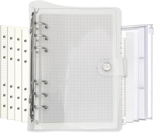 Agenda A6 6 trous avec classeur PVC coloré et feuillets mobiles blanc