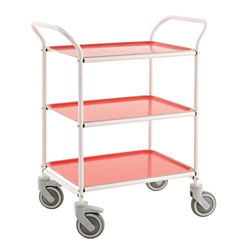 Servierwagen Tablettwagen 770 x 495 mm - weiß/rot