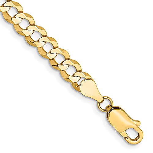 IceCarats 14K Solid Yellow Gold 4.7mm Cuban Curb Link Chain Bracelet