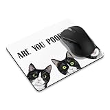 Non-Slip Rectangle Mousepad, WIRESTER Funny Tuxedo Cats are You Pooping Mouse Pad for Home, Office and Gaming Desk